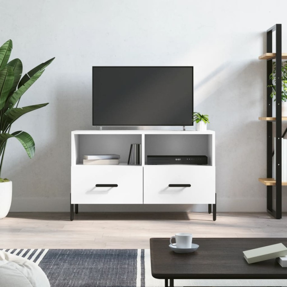 Mueble para TV madera contrachapada blanco 80x36x50
