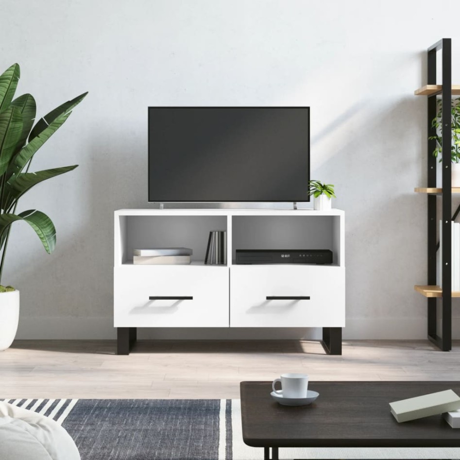 Mueble para TV madera contrachapada blanco 80x36x50