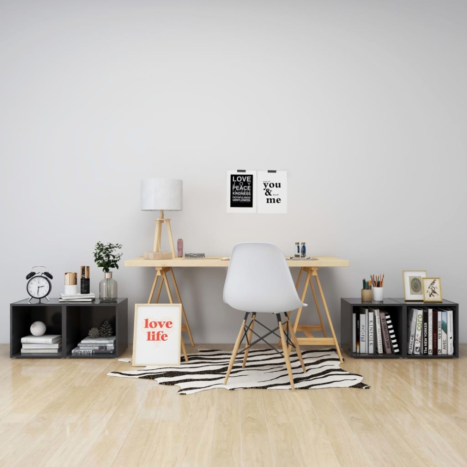 Muebles para TV 4 uds madera contrachapada gris 37x35x37