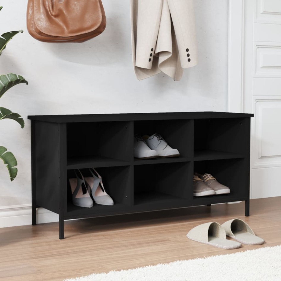 Mueble zapatero madera contrachapada negro 100x35x50