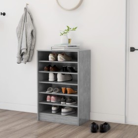Mueble zapatero madera contrachapada gris hormigón 60x35x92