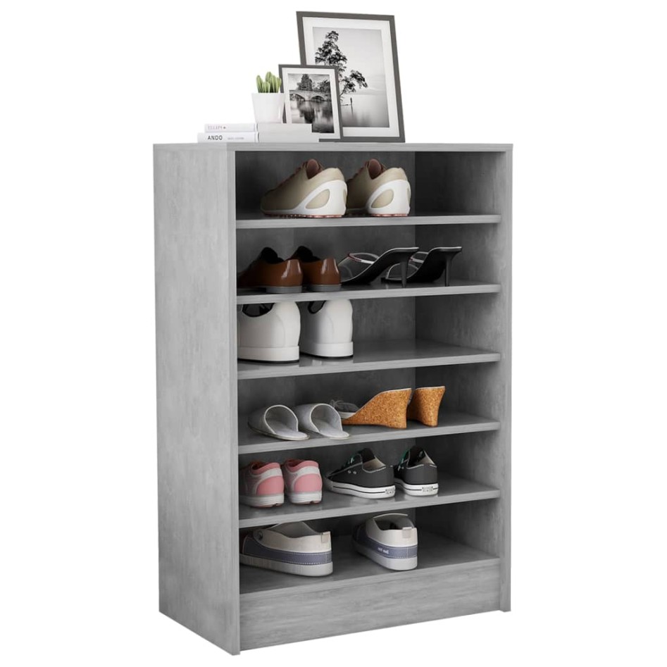 Mueble zapatero madera contrachapada gris hormigón 60x35x92