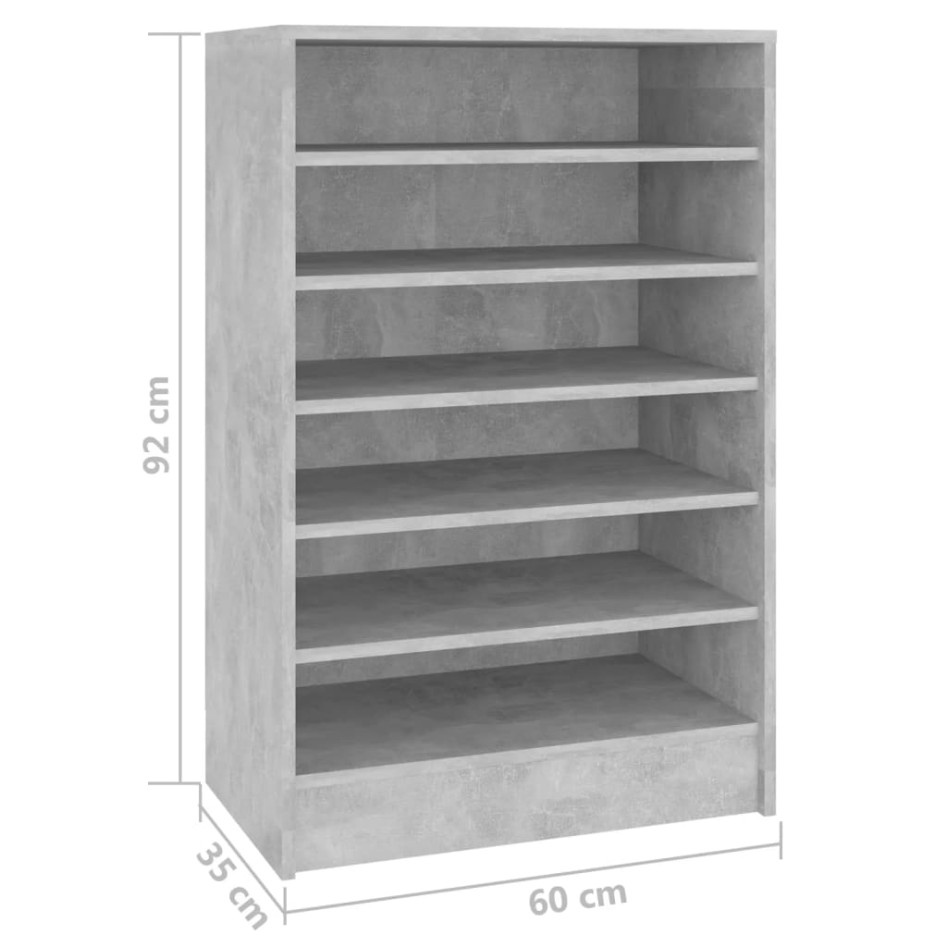 Mueble zapatero madera contrachapada gris hormigón 60x35x92
