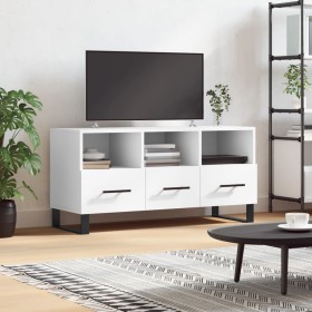 Mueble de TV madera de ingeniería blanco 102x36x50