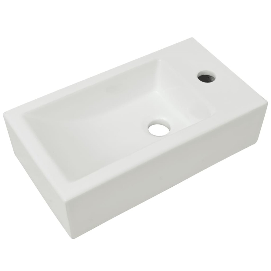 Lavabo con agujero grifo rectangular cerámica 46x25,5x12