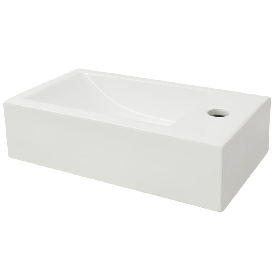 Lavabo con agujero grifo rectangular cerámica 46x25,5x12