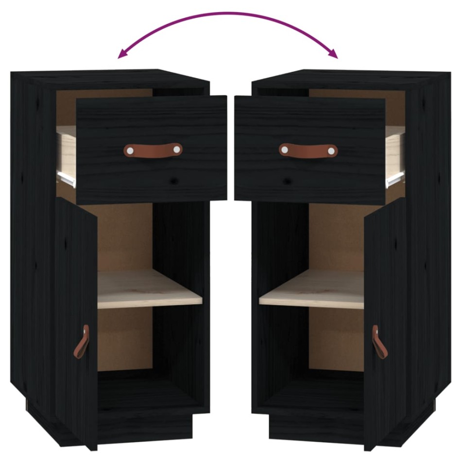 Aparador de madera maciza de pino negro 34x40x75