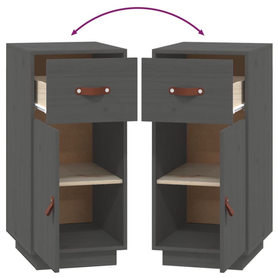 Aparador de madera maciza de pino gris 34x40x75