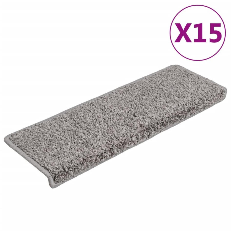 Alfombras de peldaños de escalera 15 uds gris 65x21x4