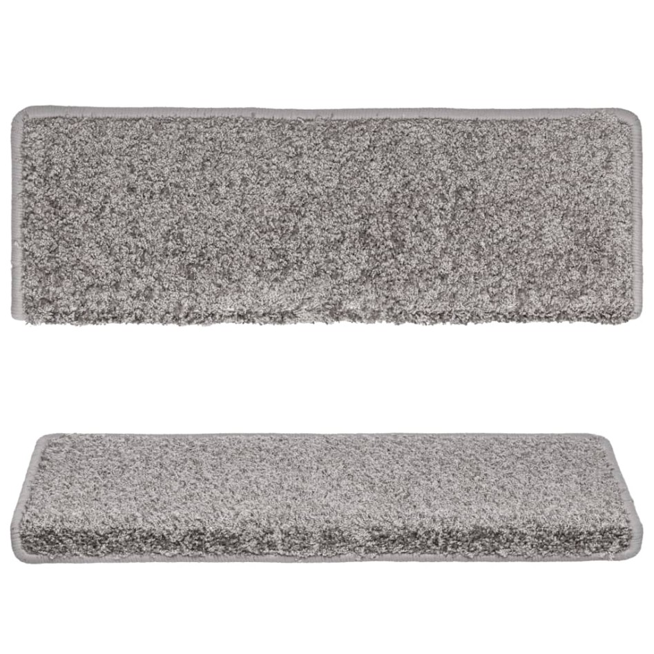 Alfombras de peldaños de escalera 15 uds gris 65x21x4