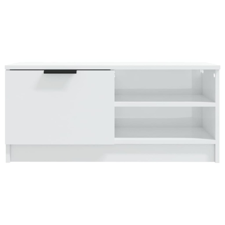 Mueble de TV madera contrachapada blanco brillante