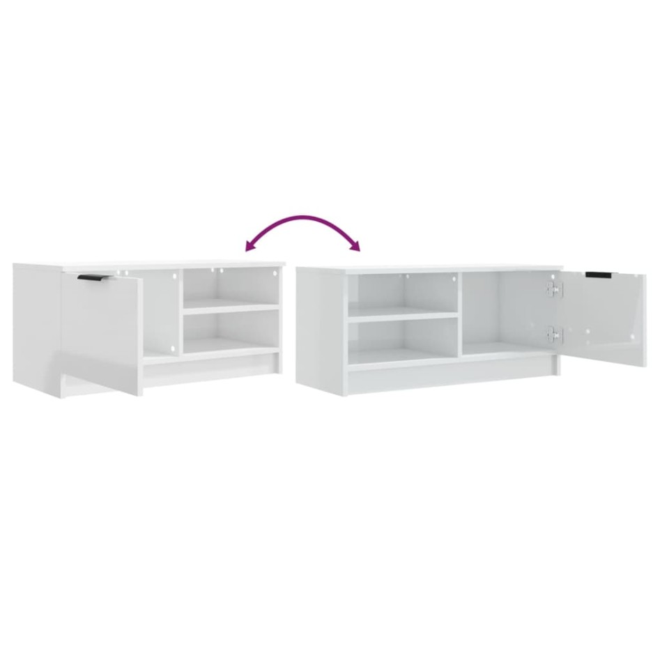 Mueble de TV madera contrachapada blanco brillante