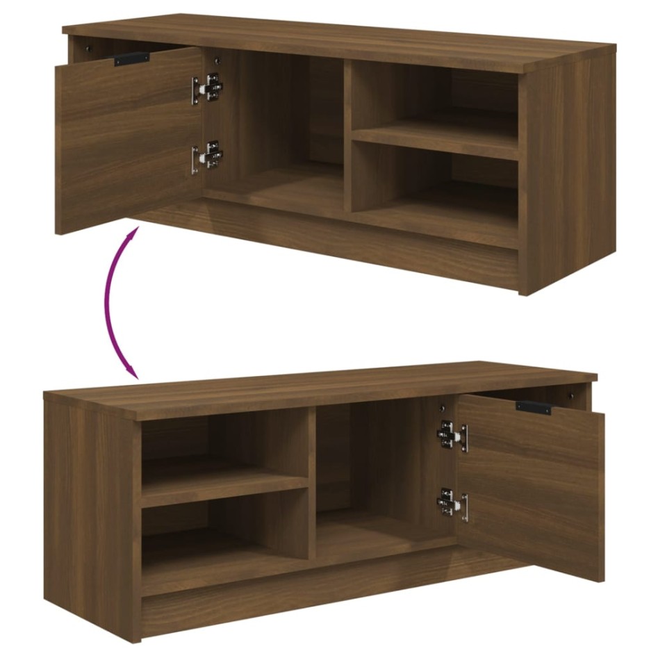 Mueble de TV madera contrachapada roble marrón 102x35,5x36,5