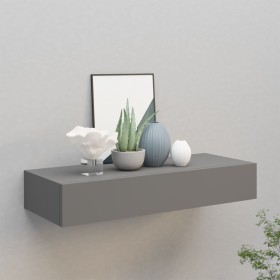 Estante con cajón de pared MDF gris 60x23,5x10