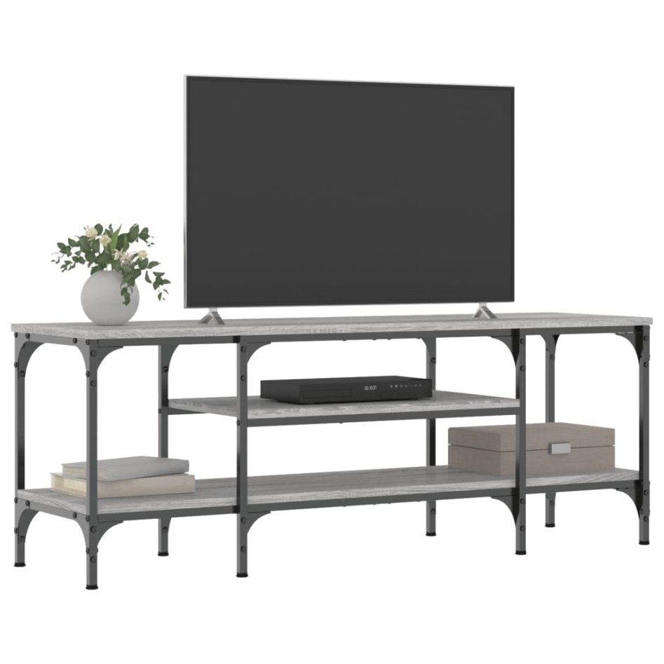 Mueble TV madera ingeniería y hierro gris Sonoma 121x35x45