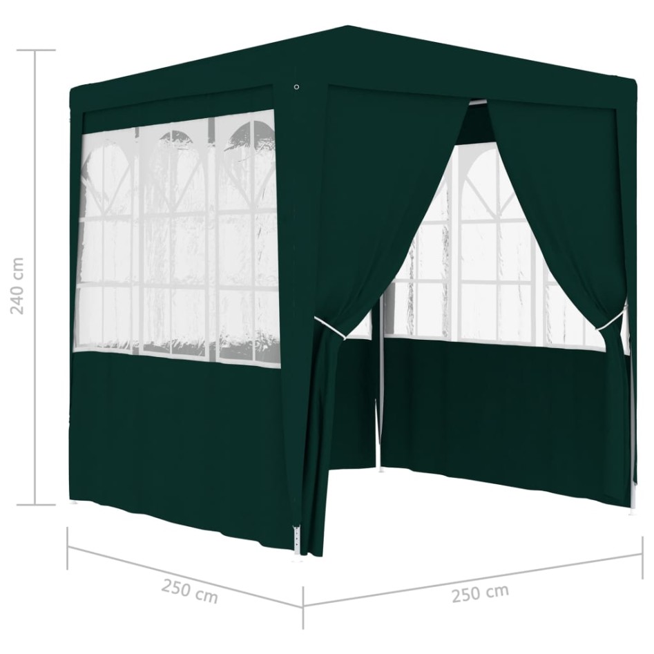 Carpa profesional fiestas con paredes verde 90 g/m² 2,5x2,5