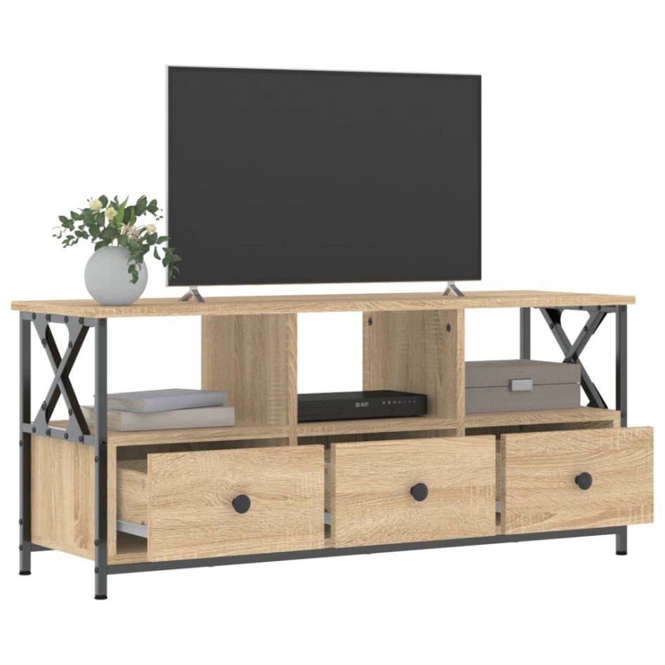 Mueble TV hierro madera contrachapada roble Sonoma 102x33x45