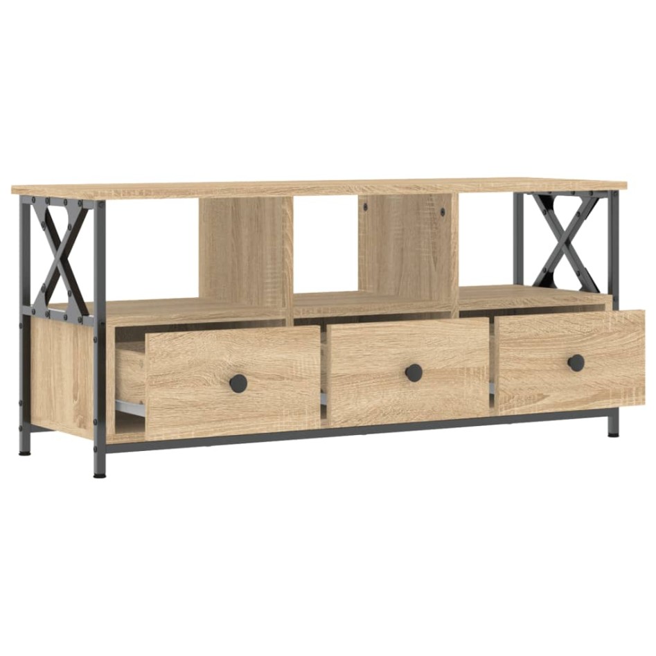 Mueble TV hierro madera contrachapada roble Sonoma 102x33x45