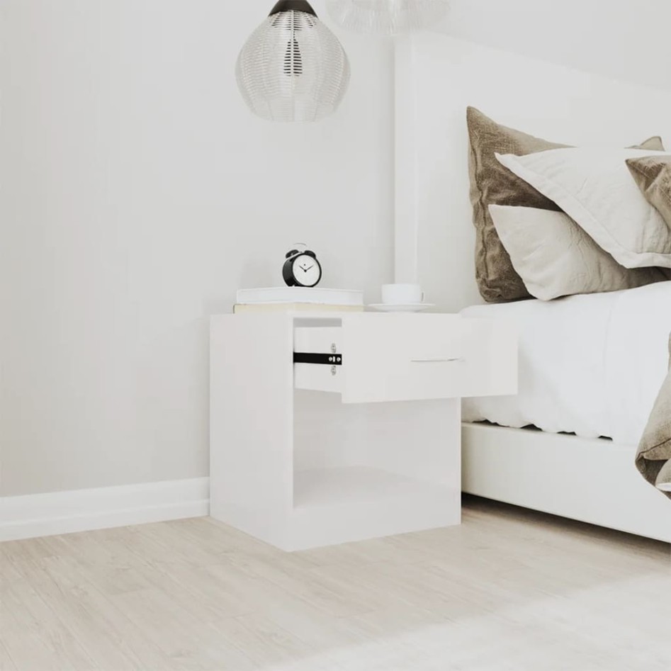 Mesitas de noche 2 unidades con cajón blanco con