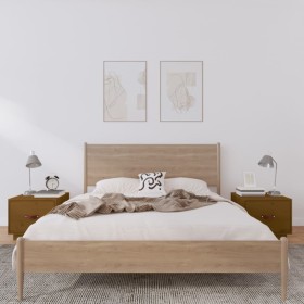 Mesitas de noche 2 uds madera de pino marrón miel 40x34x35