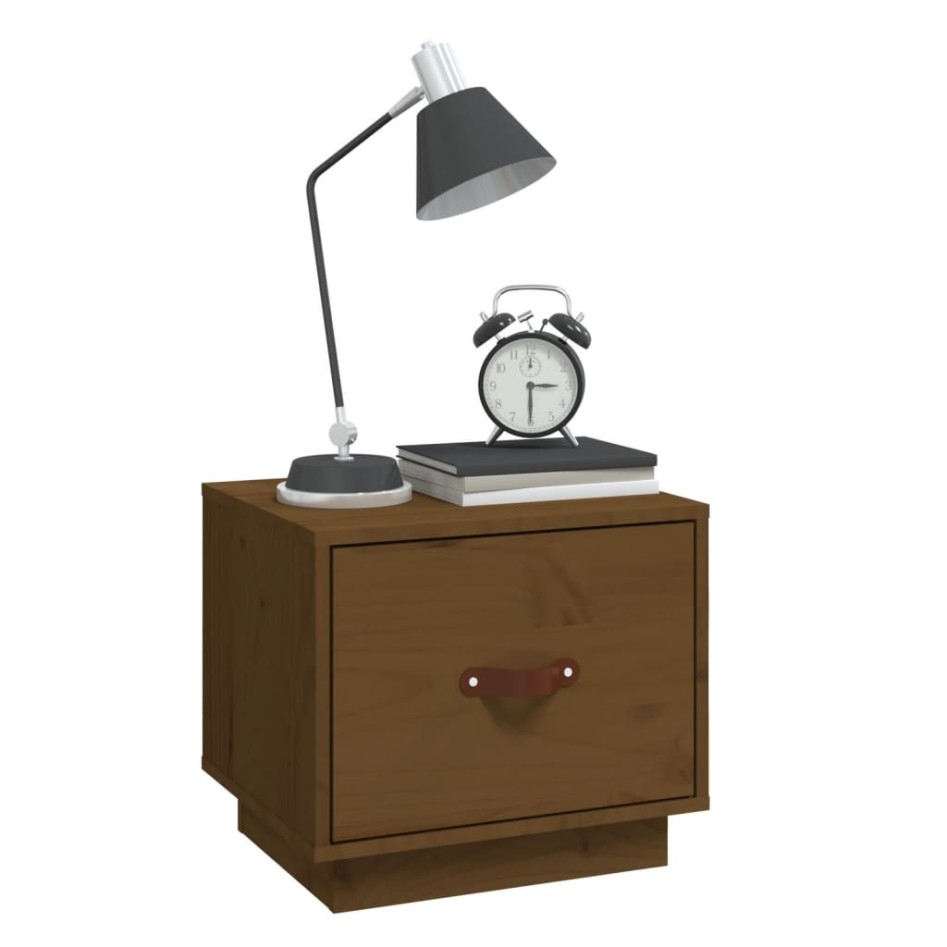 Mesitas de noche 2 uds madera de pino marrón miel 40x34x35