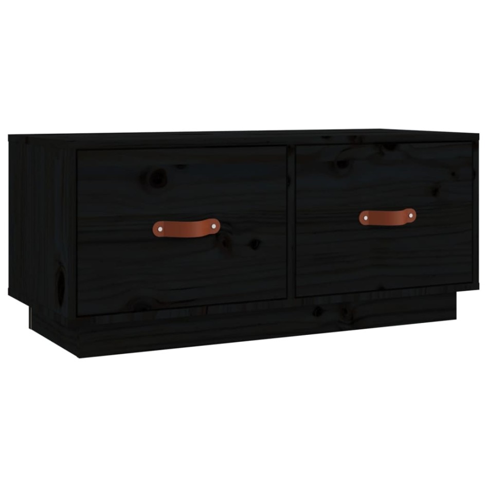 Mueble de TV de madera maciza de pino negro 80x34x35
