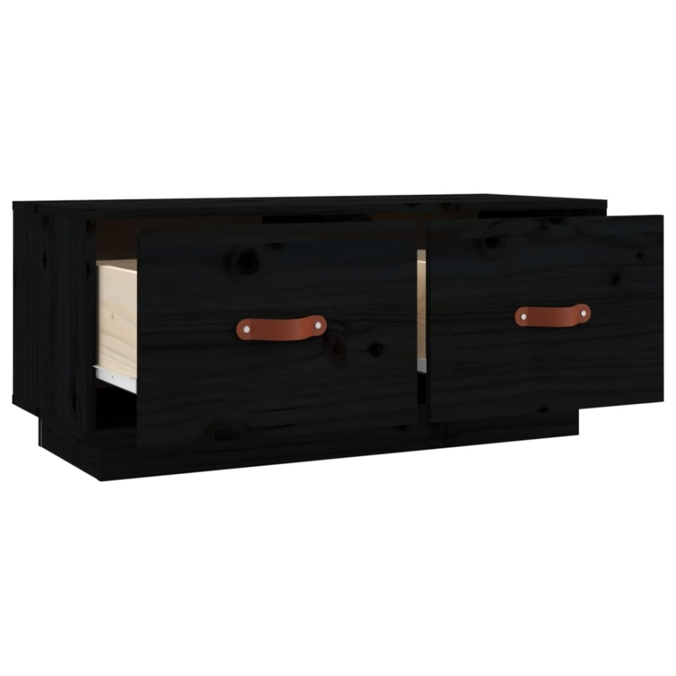 Mueble de TV de madera maciza de pino negro 80x34x35