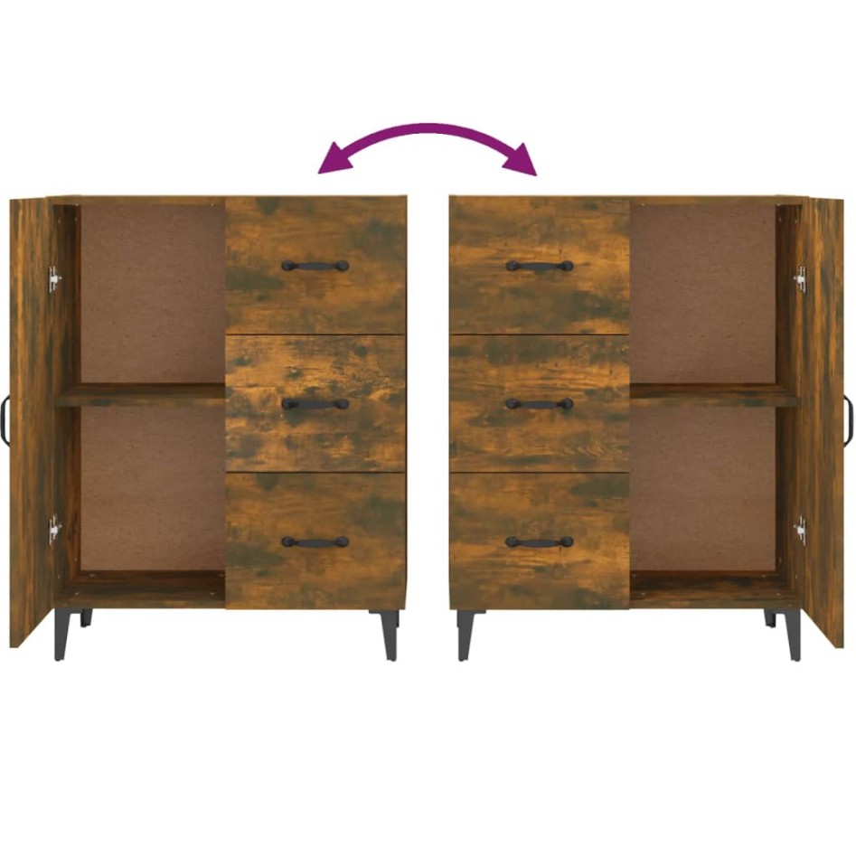 Aparador de madera de ingeniería roble ahumado 69,5x34x90