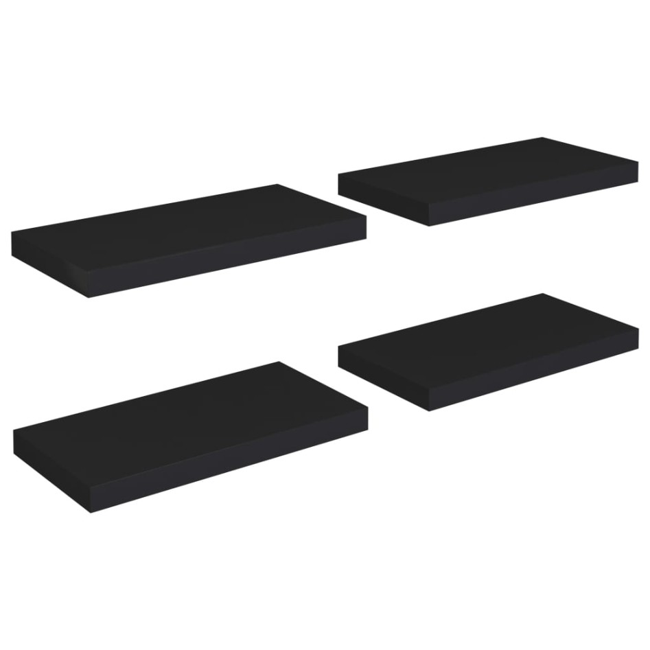 Estantes flotantes de pared 4 uds negro MDF 50x23x3,8