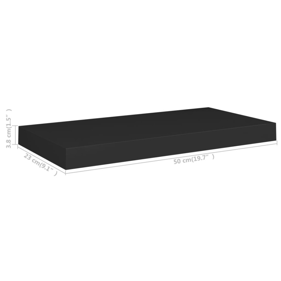 Estantes flotantes de pared 4 uds negro MDF 50x23x3,8