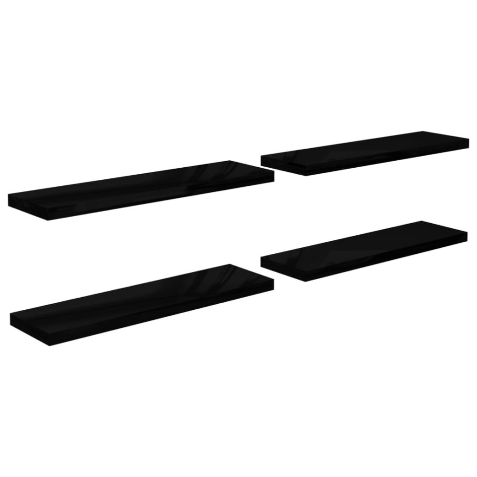 Estantes flotantes pared 4 uds negro brillo MDF
