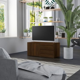 Mueble de TV madera contrachapada roble marrón 80x34x36