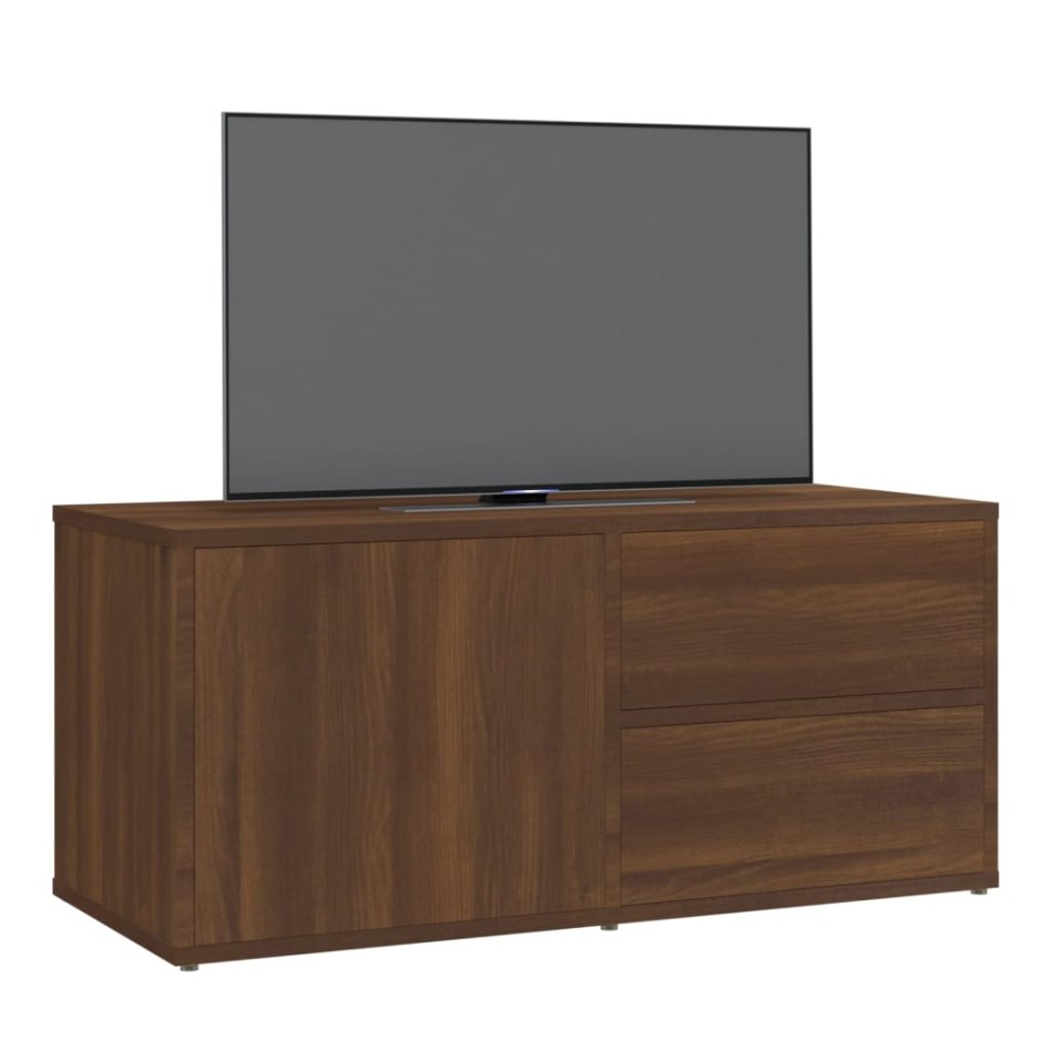 Mueble de TV madera contrachapada roble marrón 80x34x36