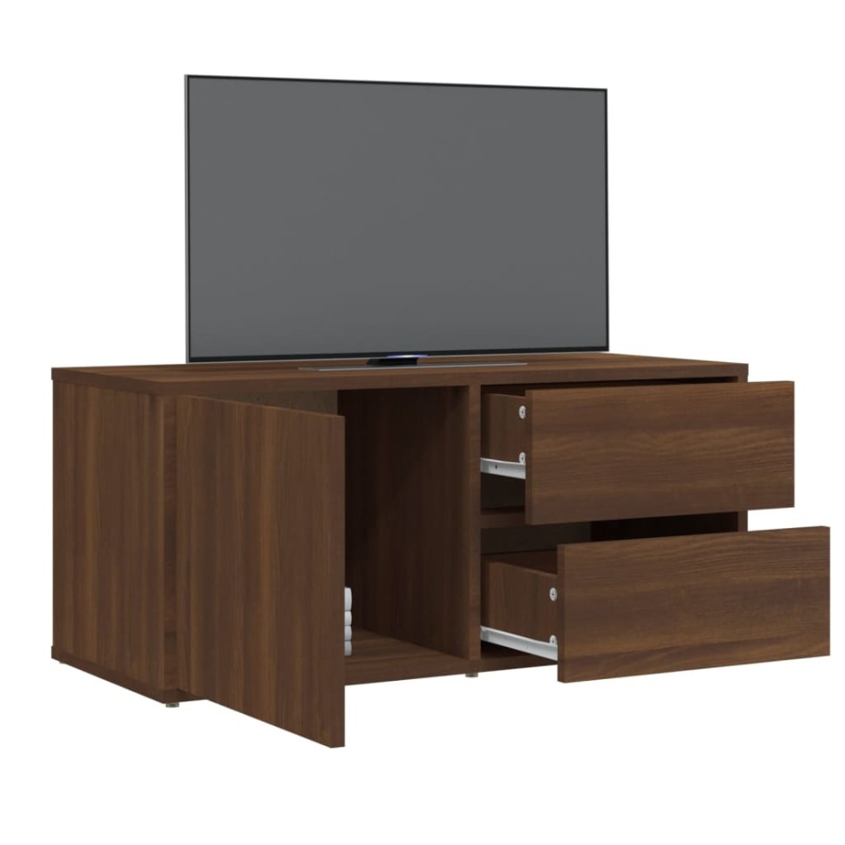 Mueble de TV madera contrachapada roble marrón 80x34x36