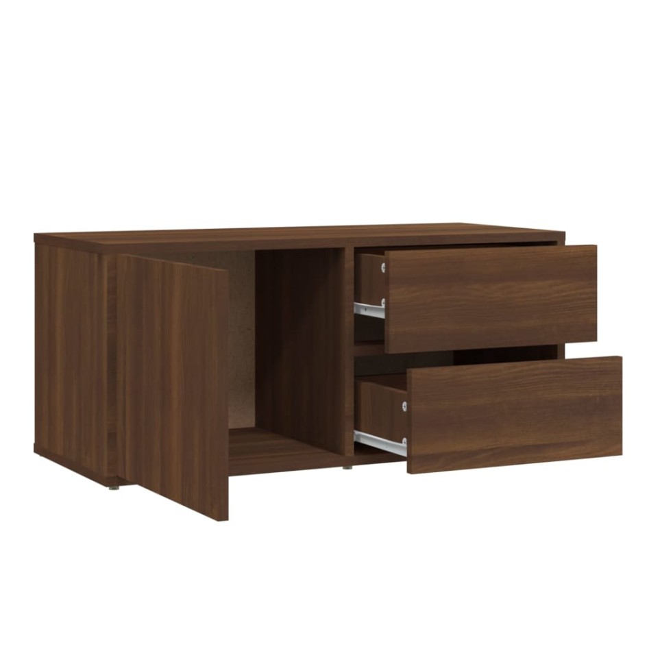 Mueble de TV madera contrachapada roble marrón 80x34x36