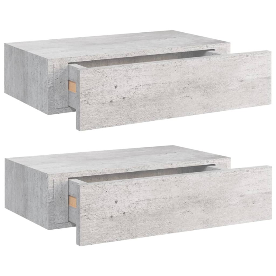 Estante de pared con cajón 2 uds MDF gris hormigón