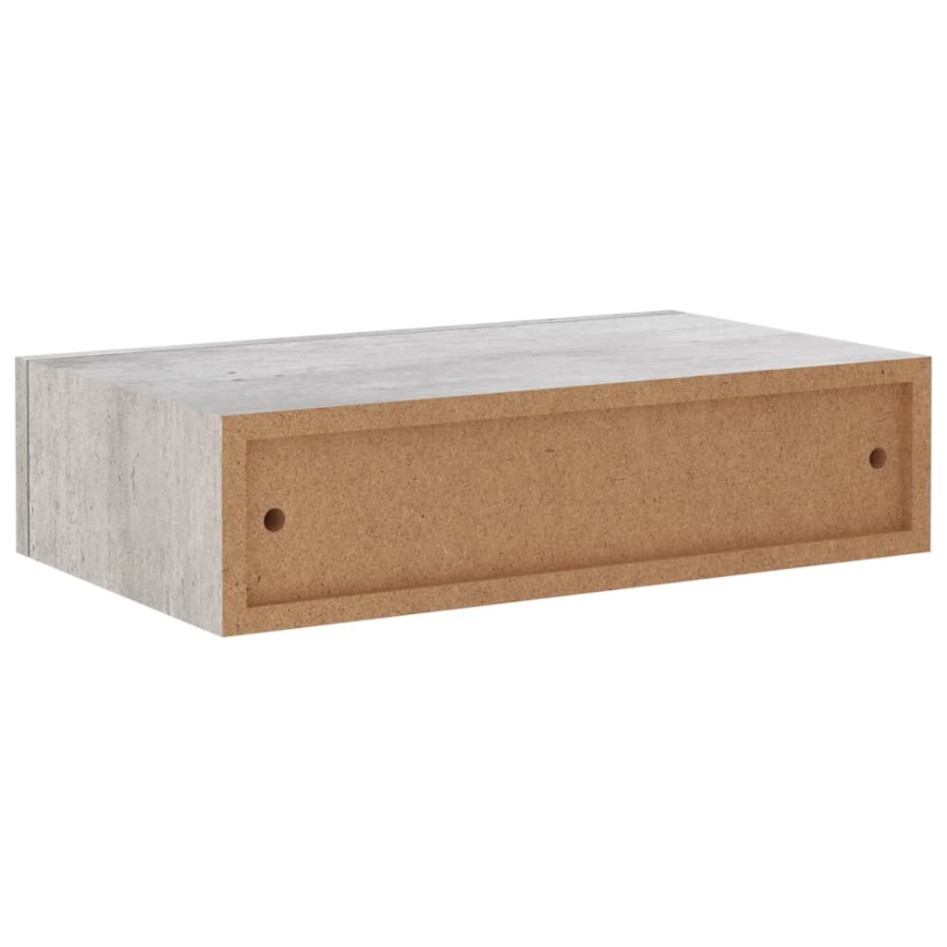 Estante de pared con cajón 2 uds MDF gris hormigón