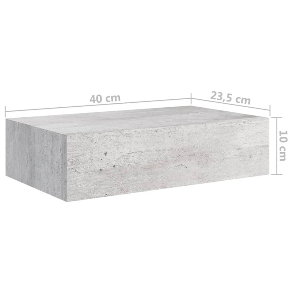 Estante de pared con cajón 2 uds MDF gris hormigón