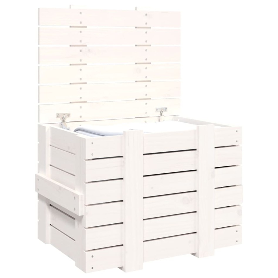 Caja de almacenaje madera maciza de pino blanca 58x40,5x42