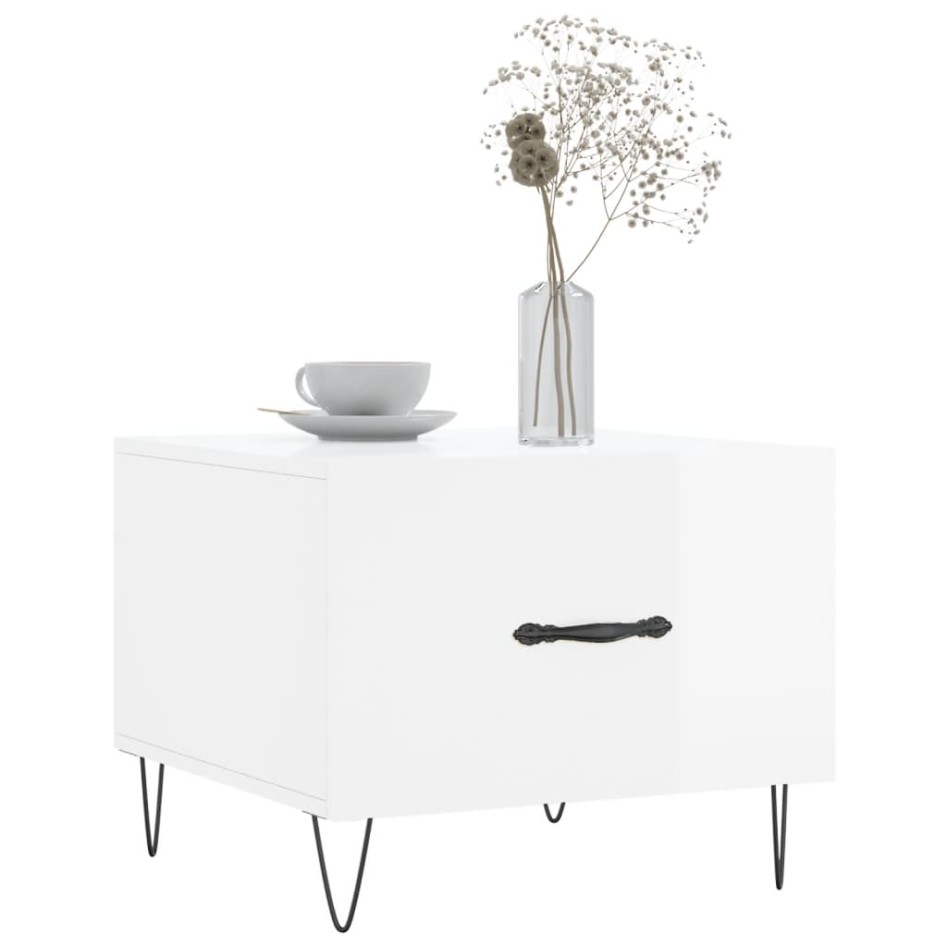 Mesa de centro 2 uds madera ingeniería blanco brillo