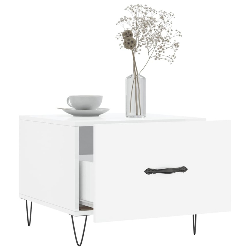 Mesa de centro 2 uds madera ingeniería blanco brillo