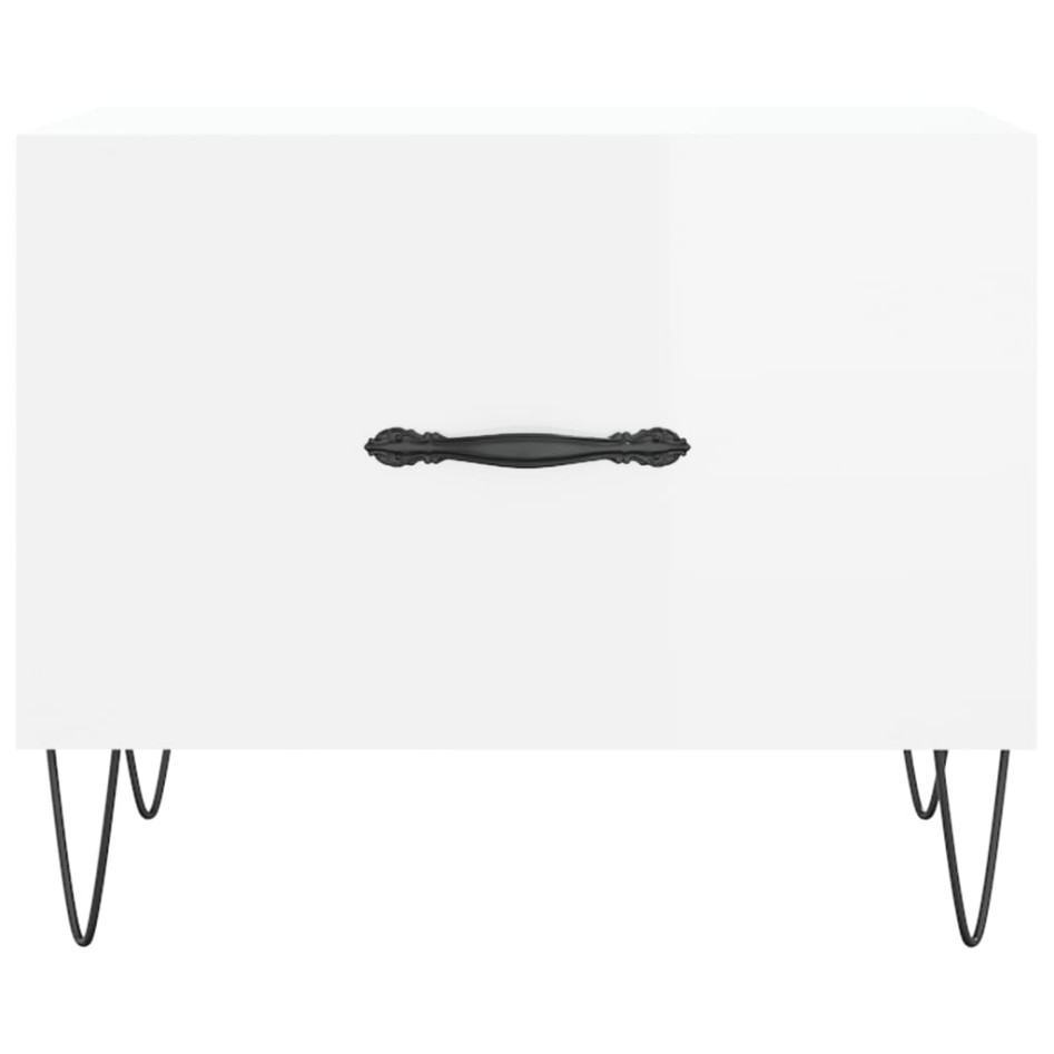 Mesa de centro 2 uds madera ingeniería blanco brillo