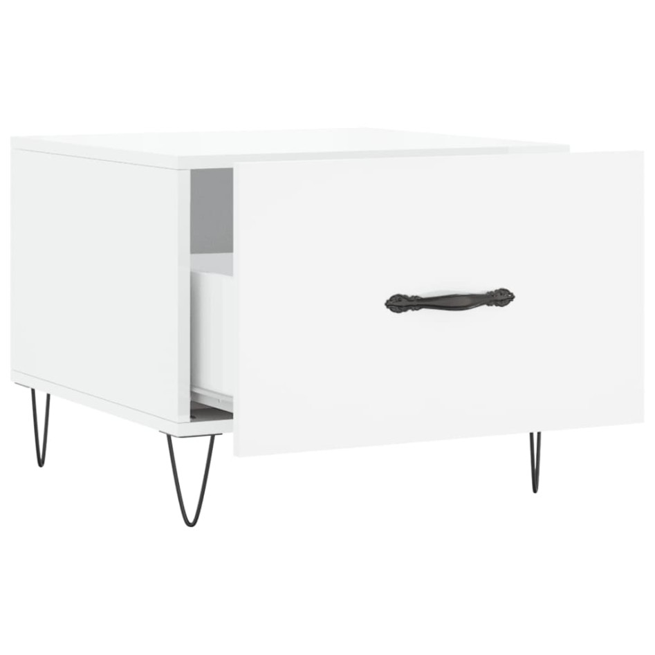 Mesa de centro 2 uds madera ingeniería blanco brillo