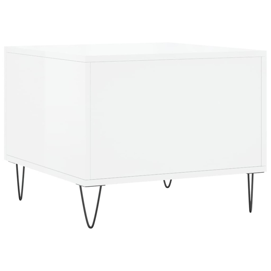 Mesa de centro 2 uds madera ingeniería blanco brillo