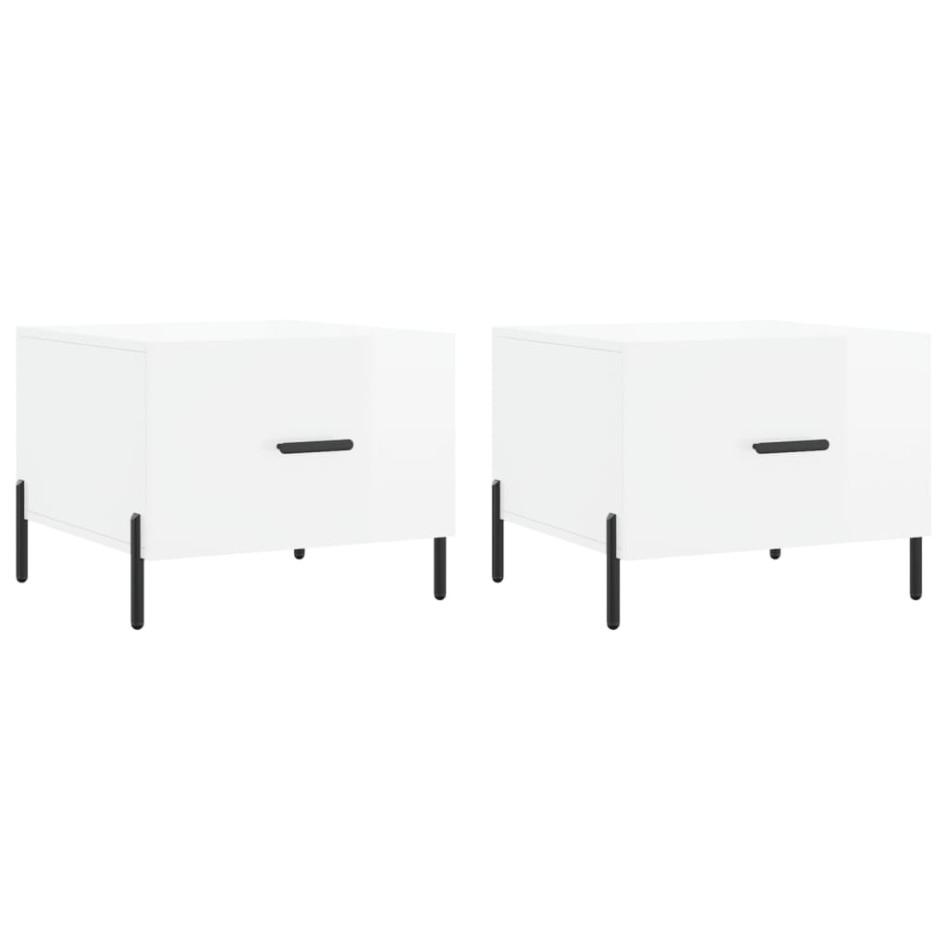 Mesa de centro 2 uds madera ingeniería blanco brillo