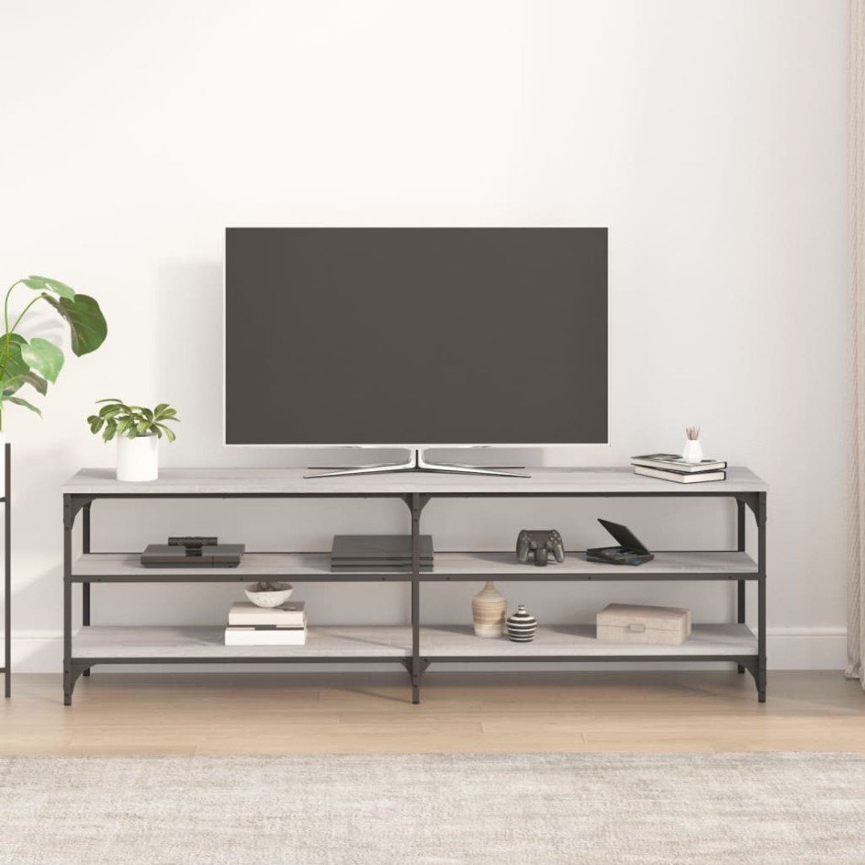 Mueble de TV madera contrachapada gris Sonoma 160x30x50