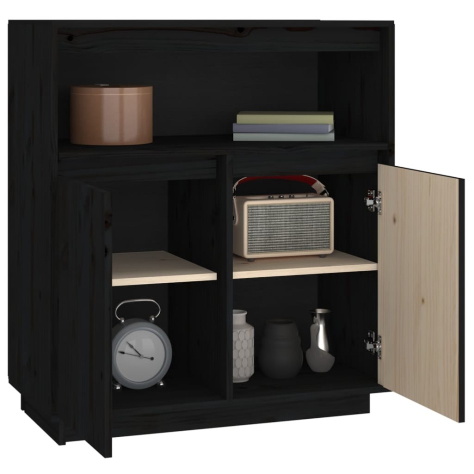 Aparador de madera maciza de pino negro 70x34x80