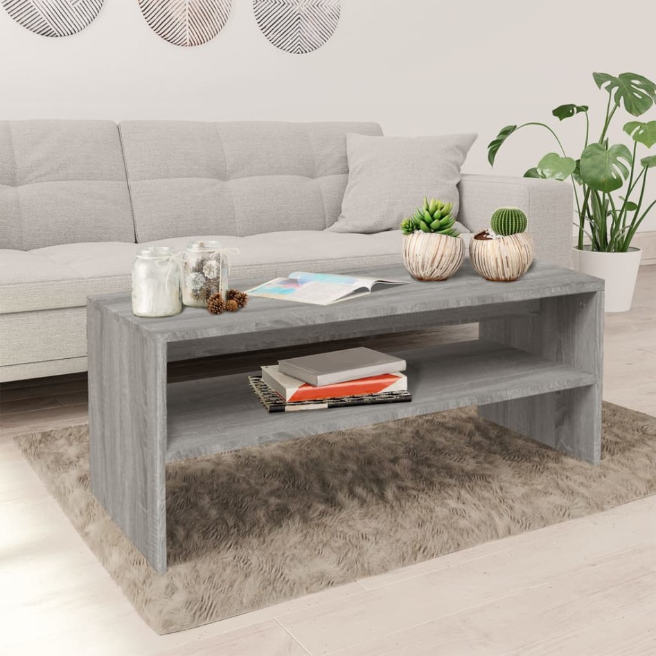 Mesa de centro madera contrachapada gris Sonoma 100x40x40