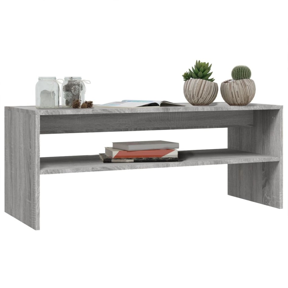 Mesa de centro madera contrachapada gris Sonoma 100x40x40