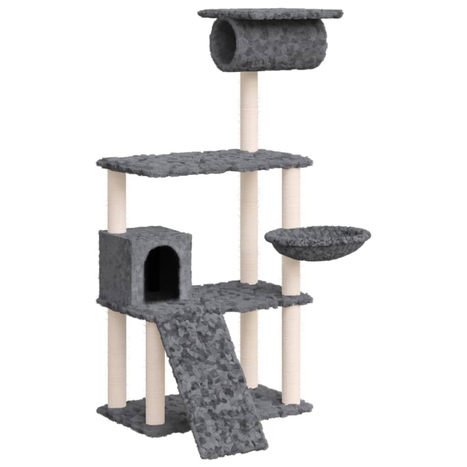 Rascador para gatos con postes de sisal gris oscuro 131